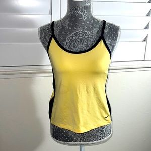 Women’s Nike Yellow/Blue Sports Tank athletic top with built in sports bra Large